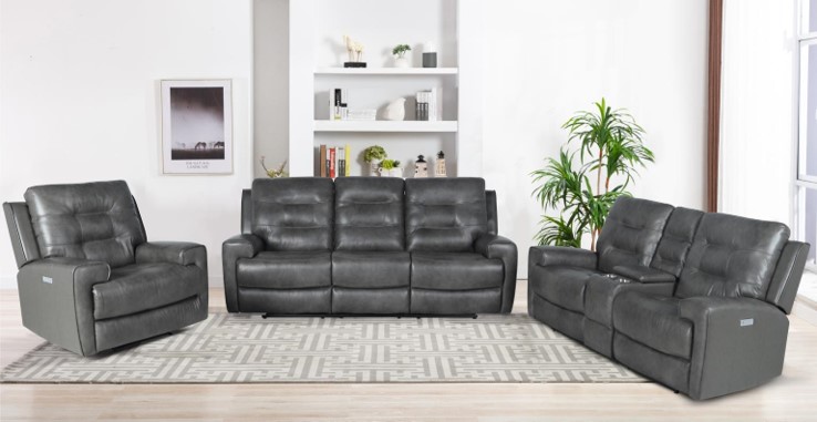 Leather Charcoal Recliner Sofa