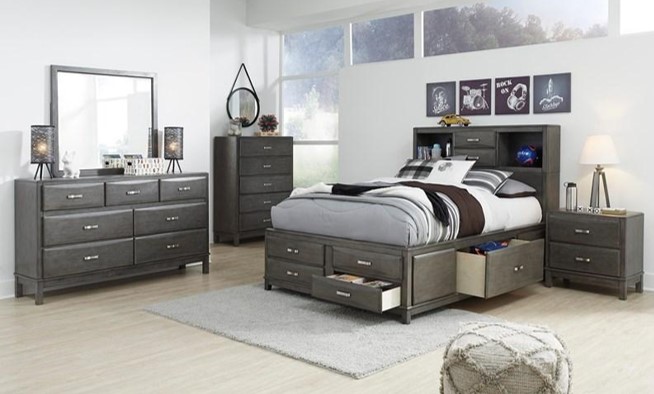 Caitbrook Panel bed with storage